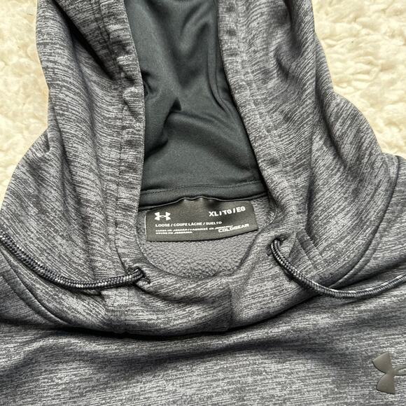 Under Armour Charocal Grey Loose Fit Coldgear Pullover Hoodie Activewear - Picture 3 of 9